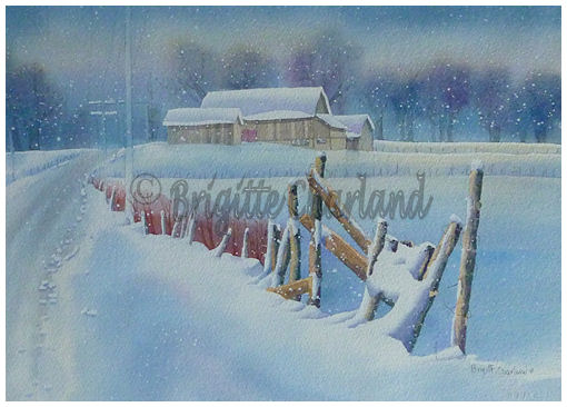 aquarelle hiver brigitte charland