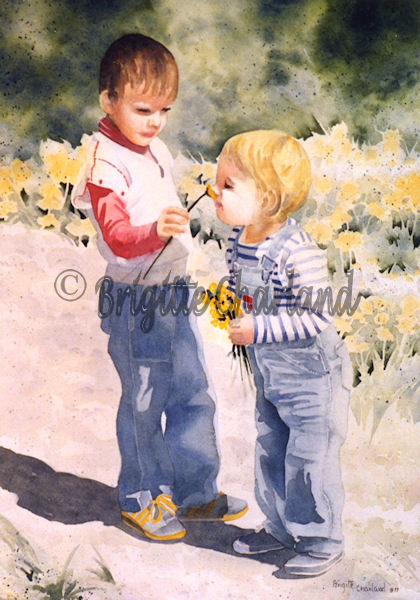 image, aquarelle, enfant, brigitte charland