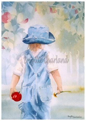 image aquarelle, brigitte charland, enfant