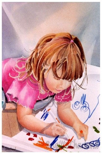 image, aquarelle, enfant, brigitte charland