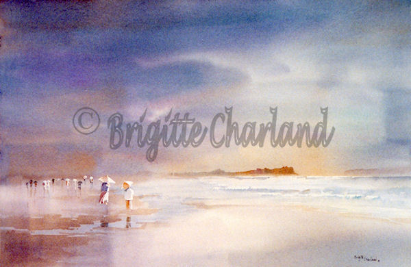 image aquarelle, brigitte charland, mer