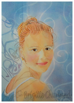 image aquarelle, brigitte charland, portrait femme