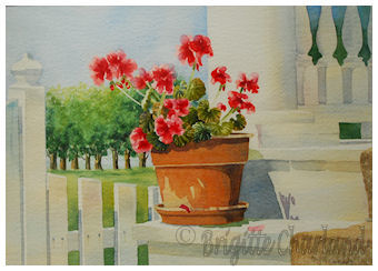 image aquarelle, brigitte charland, geranium