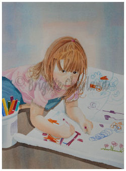 image aquarelle, brigitte charland, portrait enfant